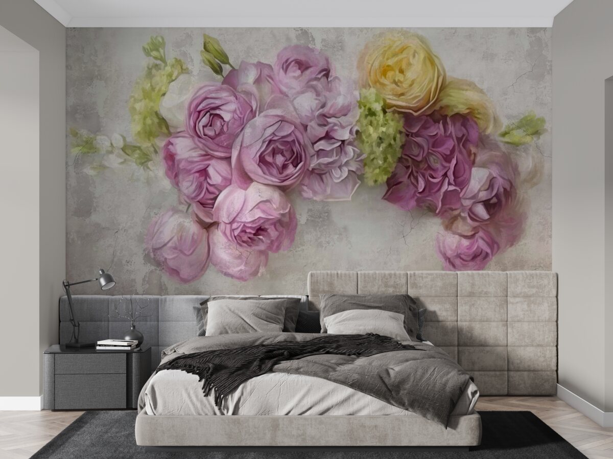 Fototapeta kompozícia s fialovými pivonkami