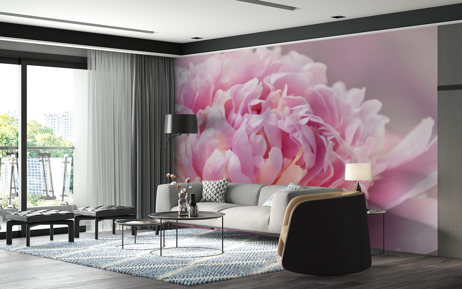 Fototapeta blízky záber mliečnej kvitnúcej pivónie