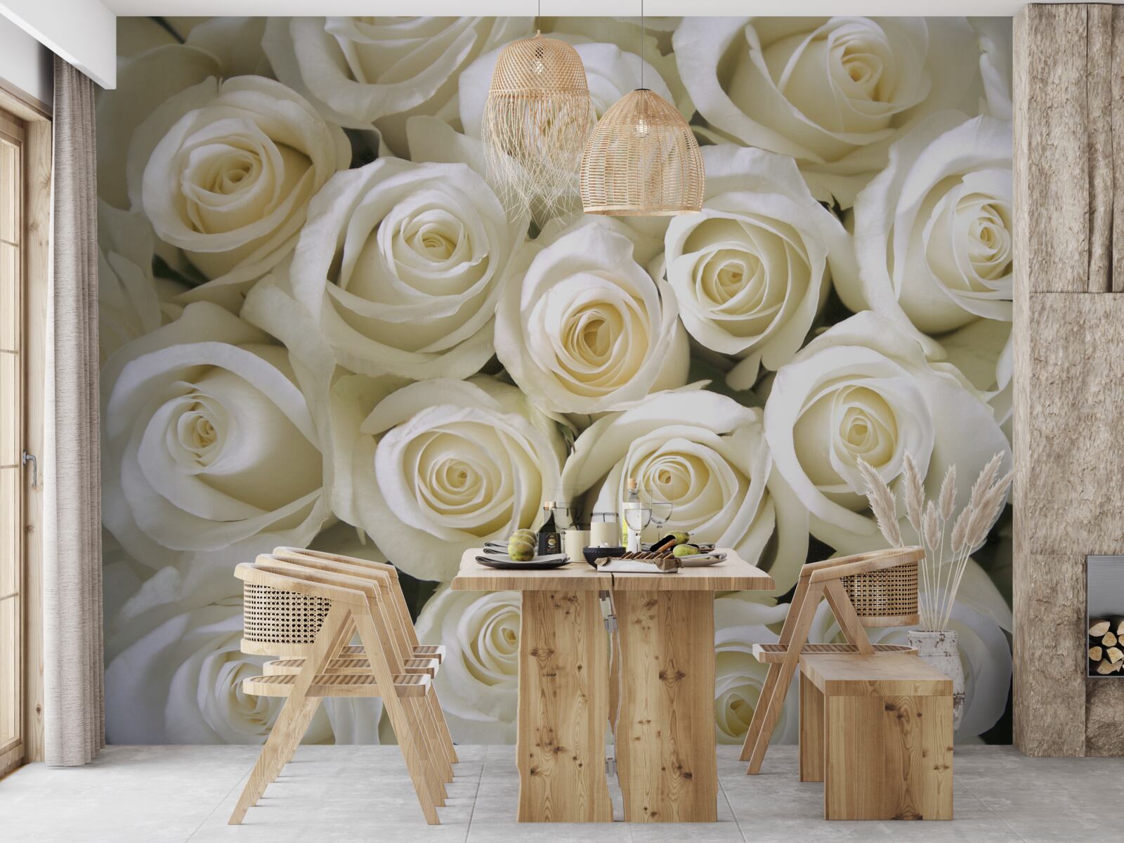 Fototapeta gombíky so snehovo bielymi ružami