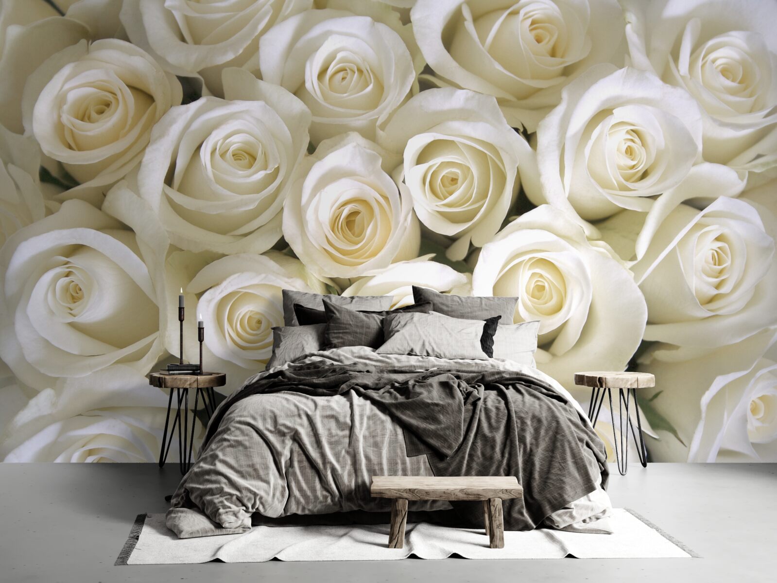 Fototapeta gombíky so snehovo bielymi ružami