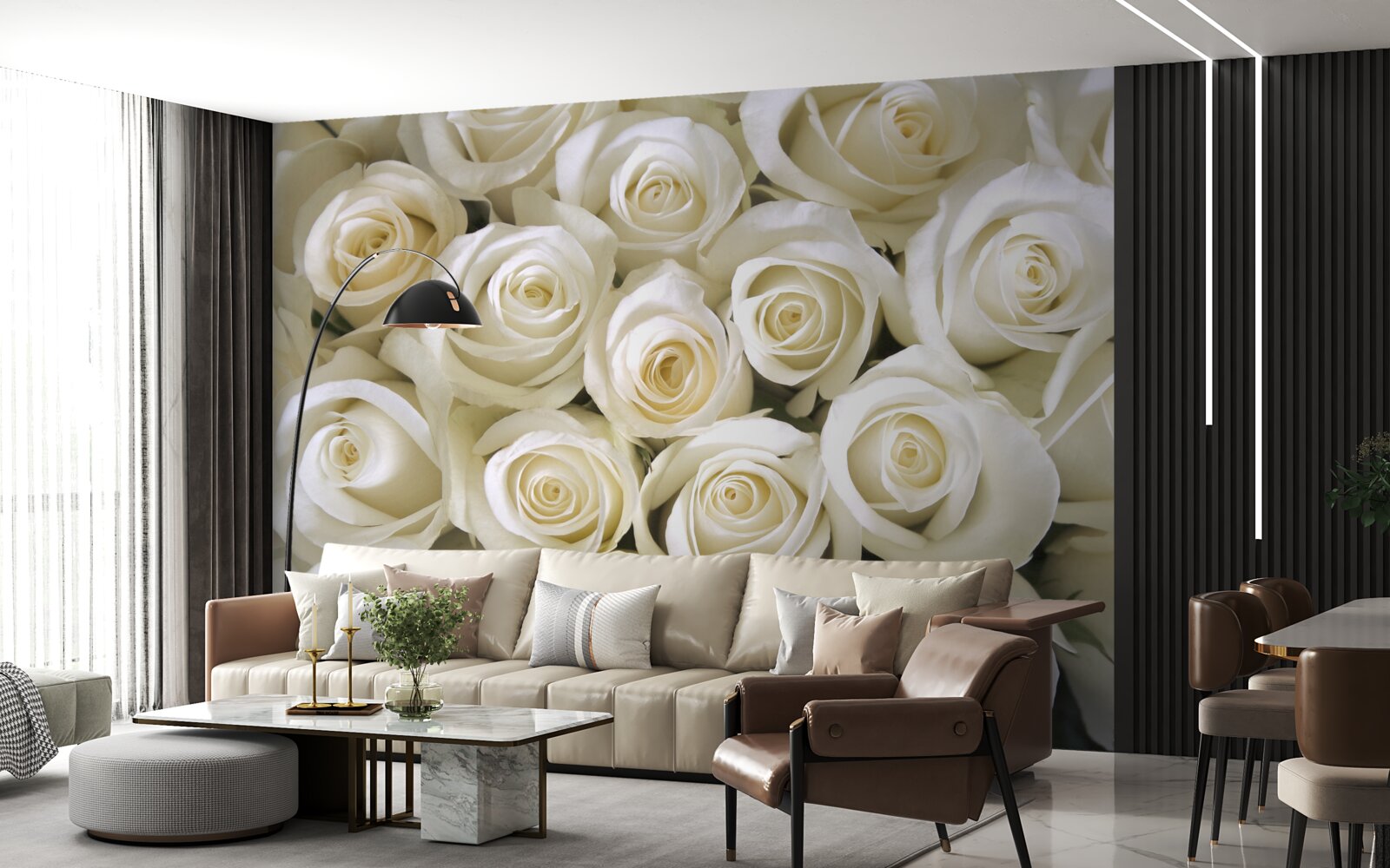 Fototapeta gombíky so snehovo bielymi ružami