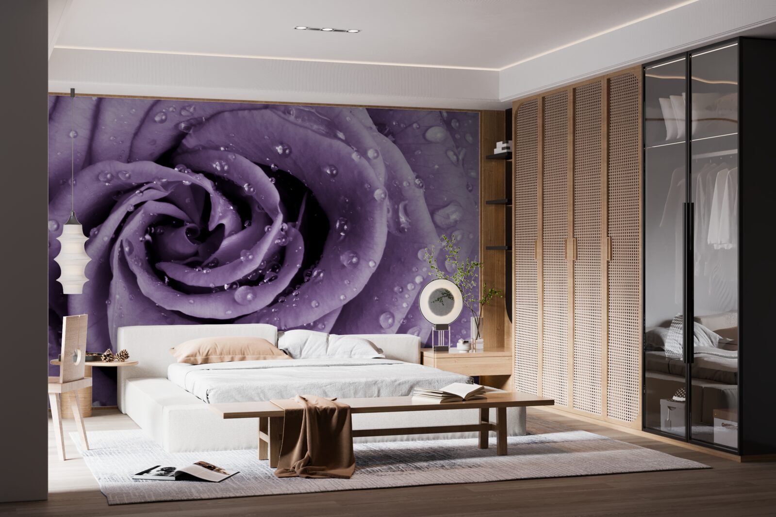 Fototapeta ranná rosa na fialovej ruži