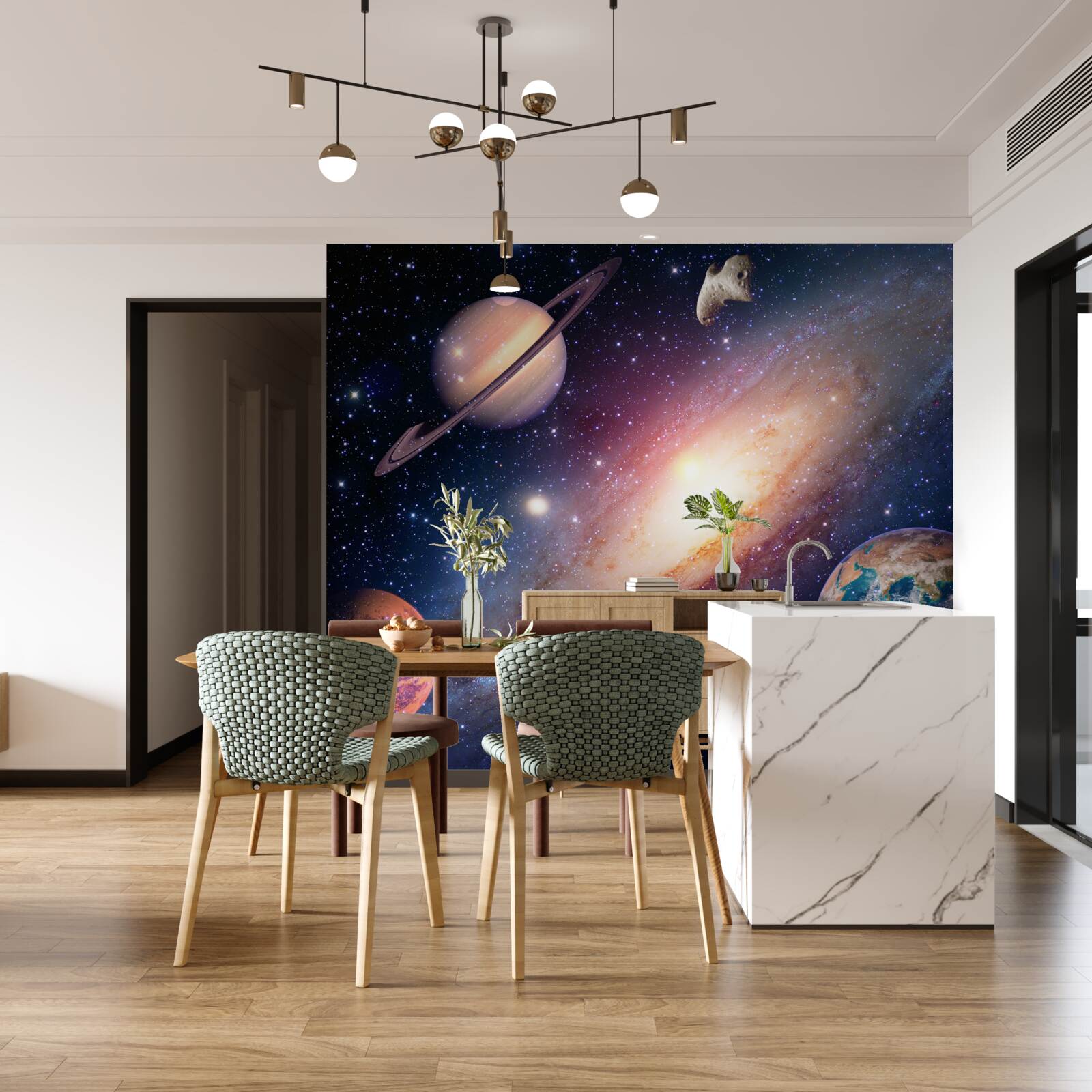 Fototapeta planét vrátane Zeme v našej galaxii