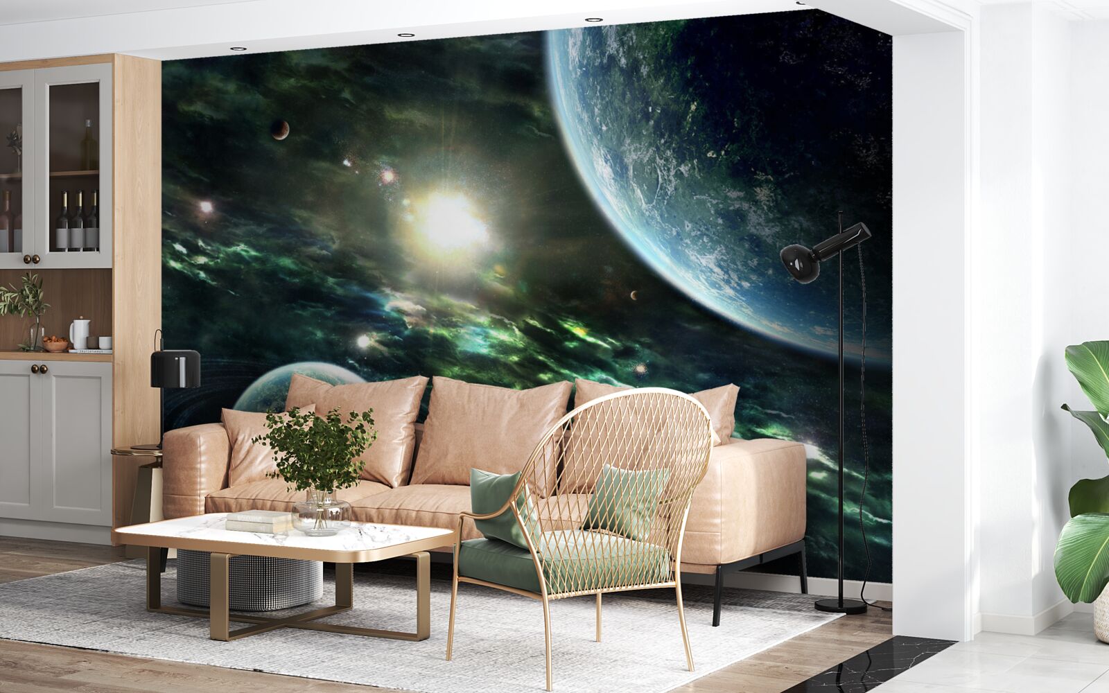 Fototapeta Žiarivá explózia blízko planéty