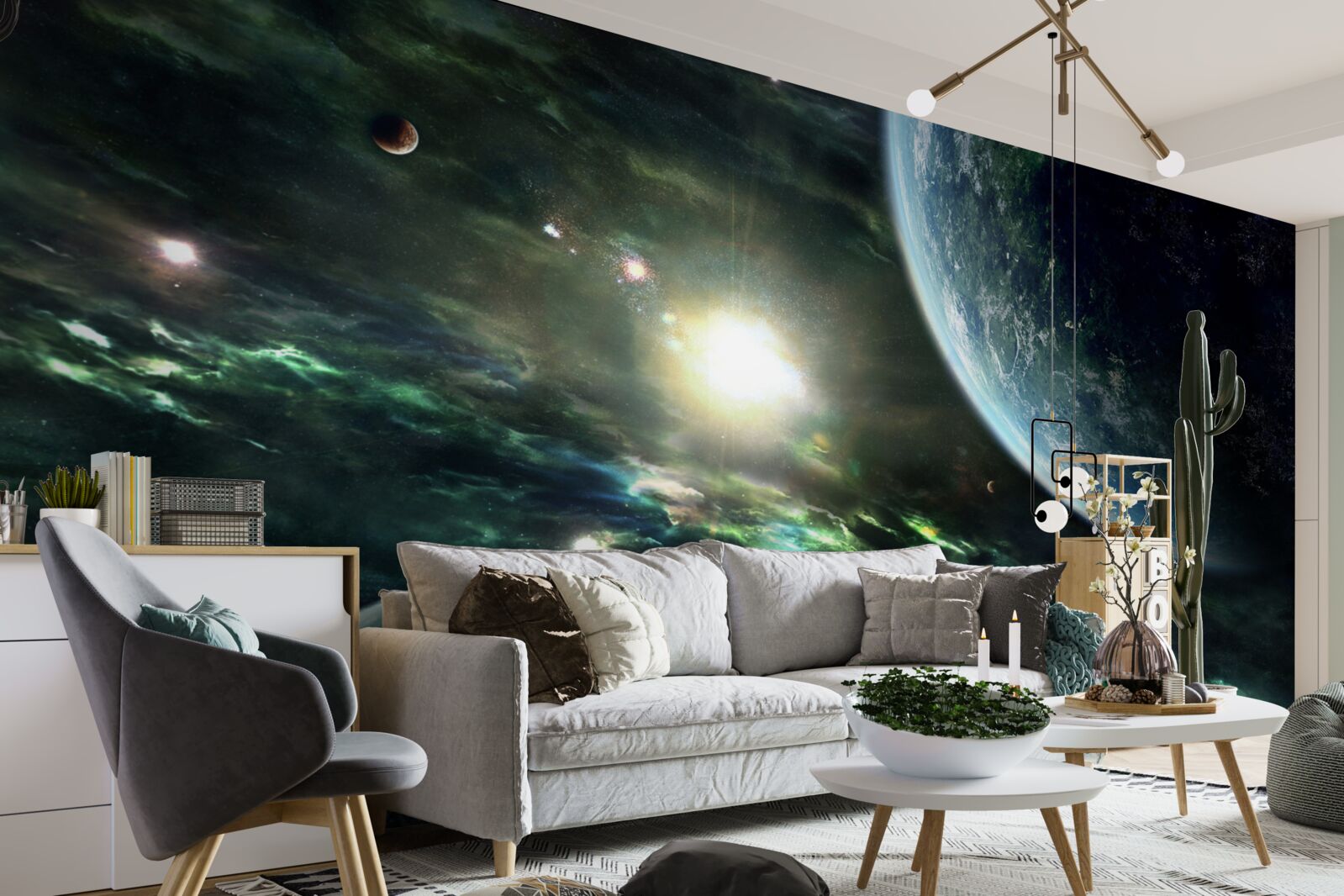 Fototapeta Žiarivá explózia blízko planéty