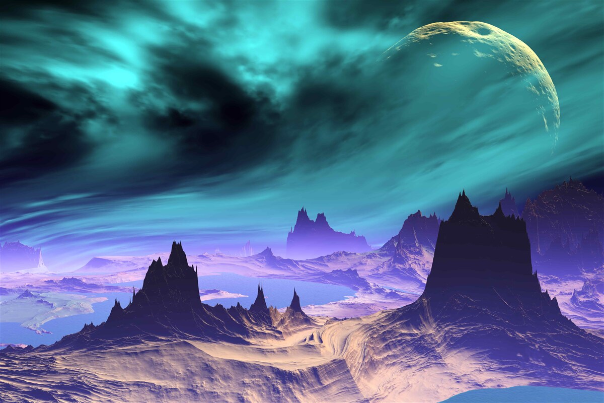 Fototapeta budúce hory na neidentifikovanej planéte