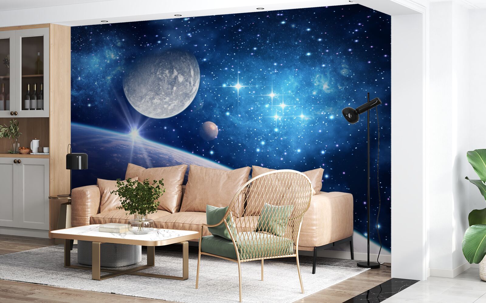 Fototapeta mesiac je v pozadí a Zem je v popredí