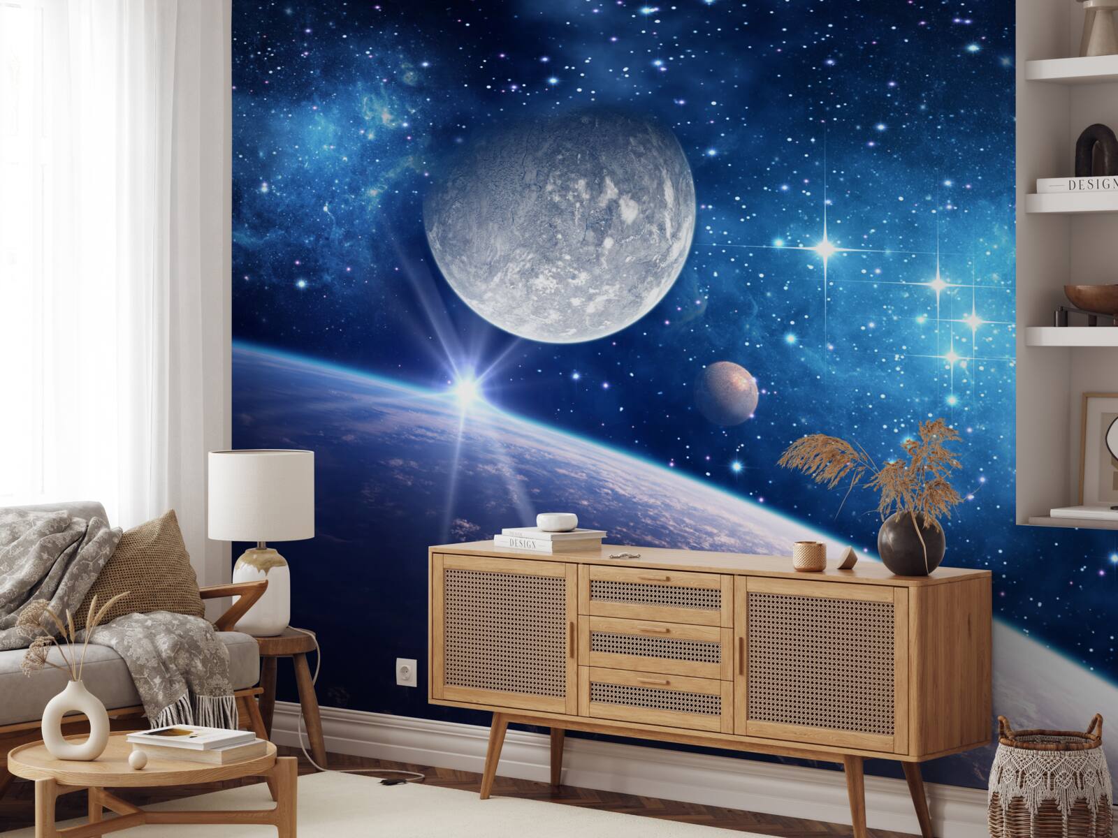 Fototapeta mesiac je v pozadí a Zem je v popredí