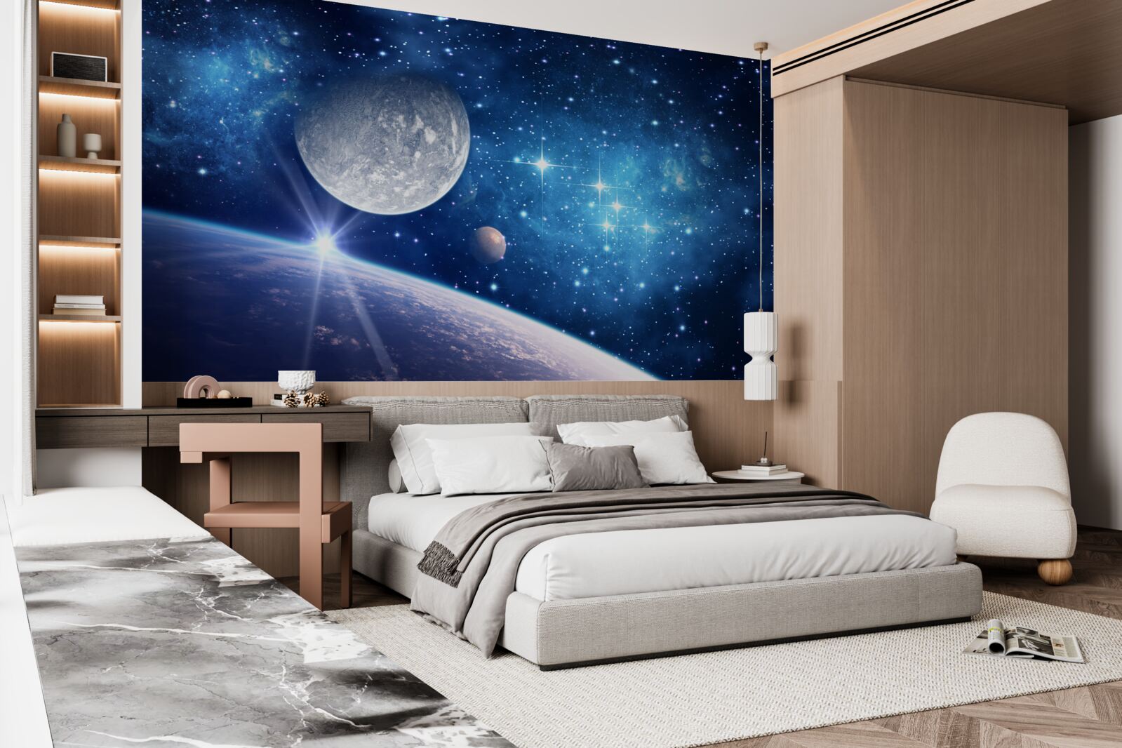 Fototapeta mesiac je v pozadí a Zem je v popredí