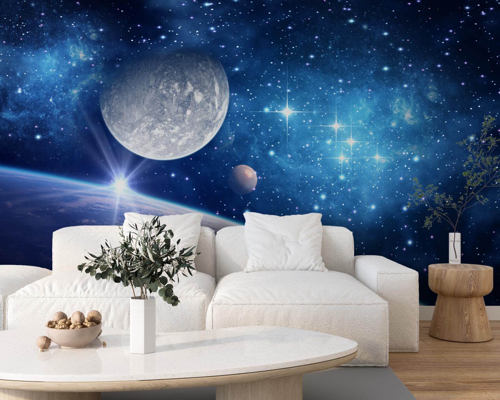 Fototapeta mesiac je v pozadí a Zem je v popredí