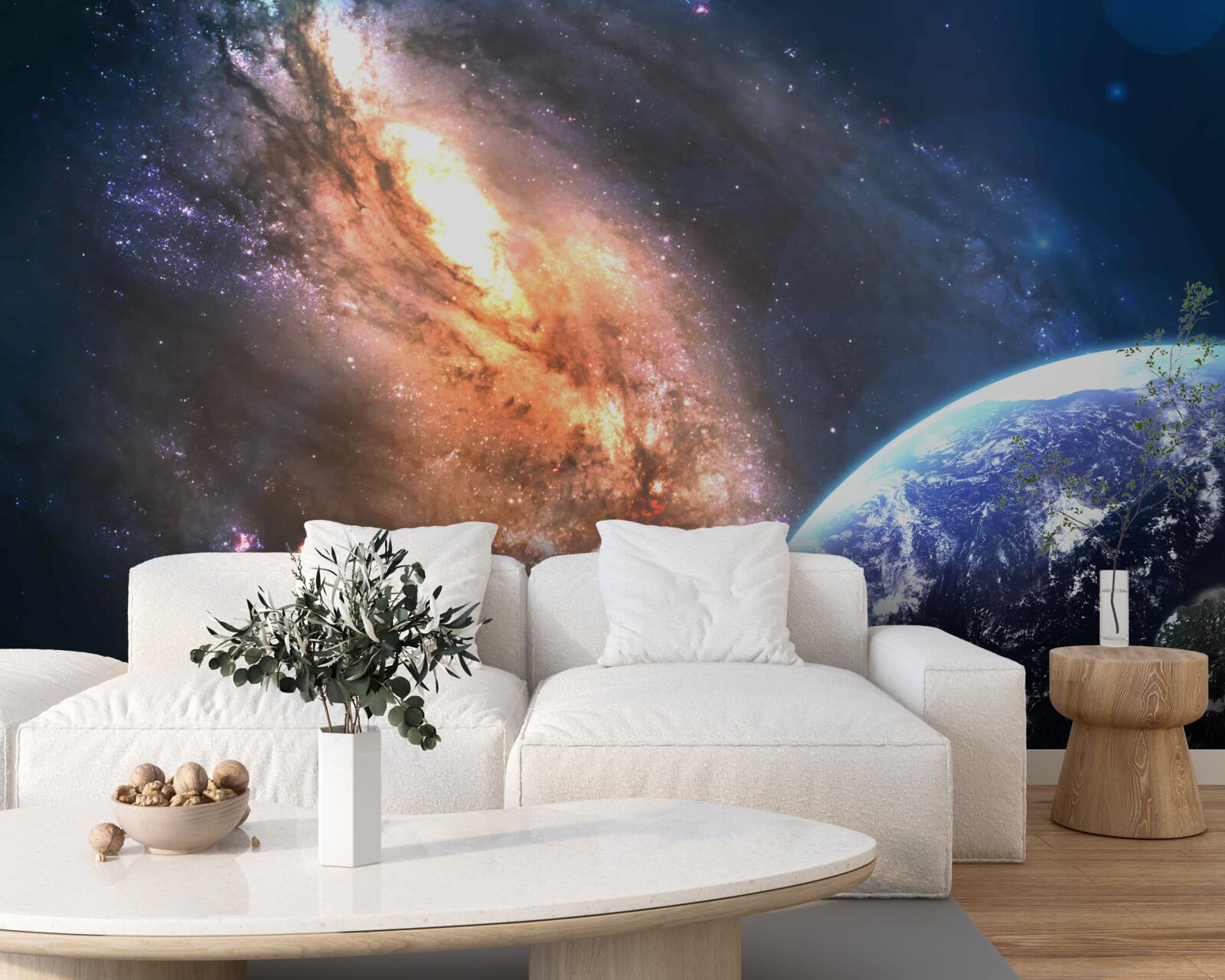 Fototapeta planéta, satelit a novoobjavená galaxia