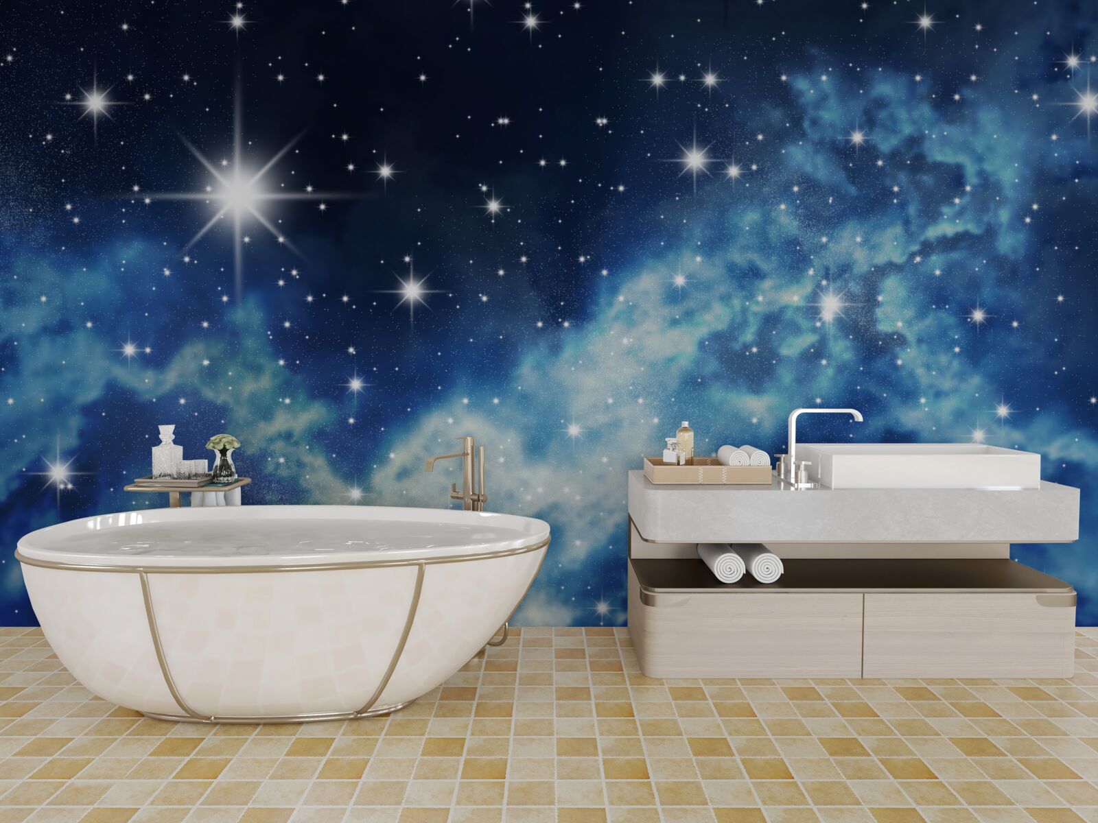 Fototapeta modrá obloha posiata hviezdami