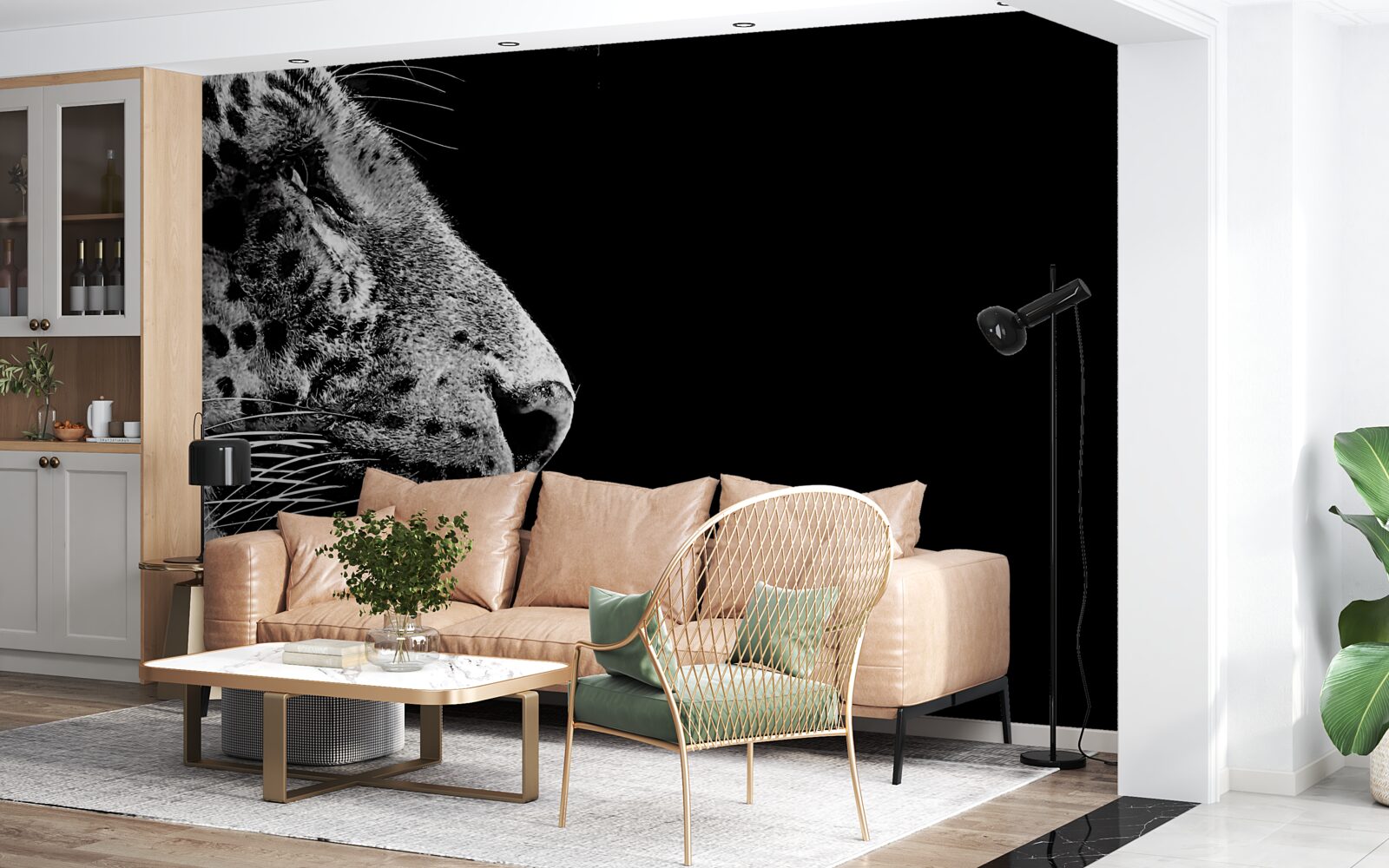 Fototapeta jaguár v čiernej a bielej farbe