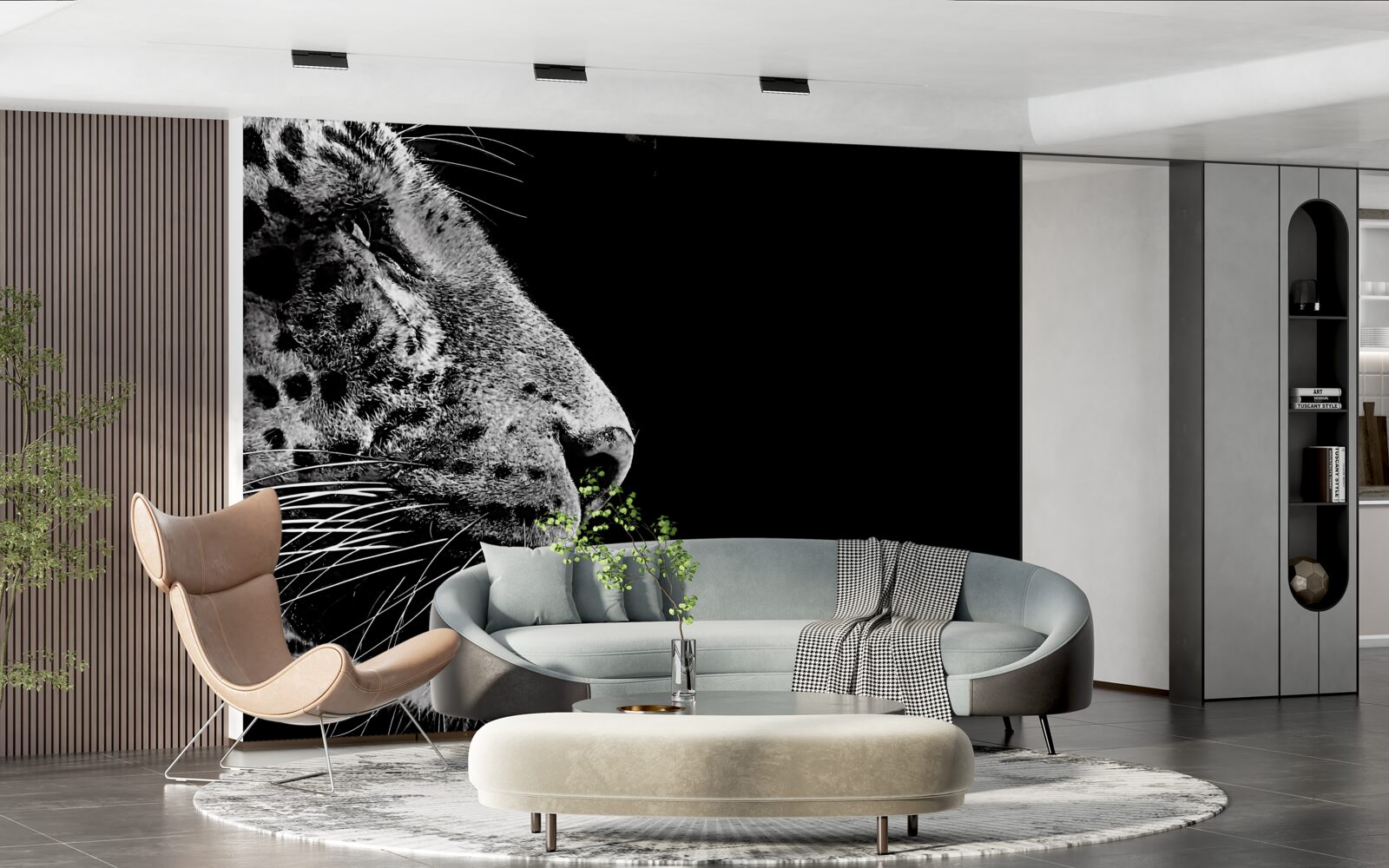 Fototapeta jaguár v čiernej a bielej farbe