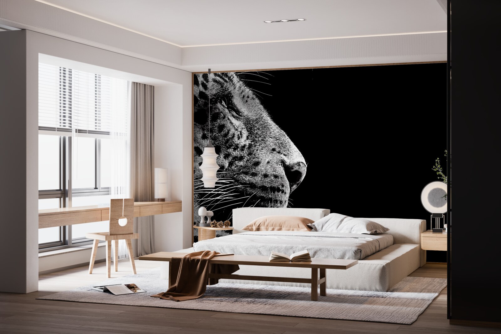 Fototapeta jaguár v čiernej a bielej farbe