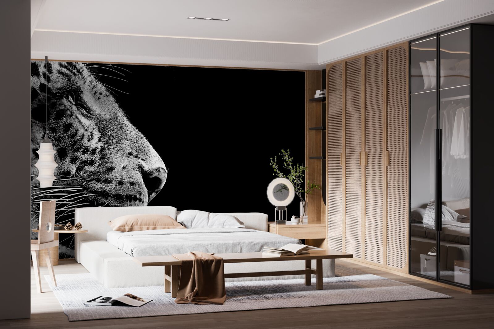 Fototapeta jaguár v čiernej a bielej farbe