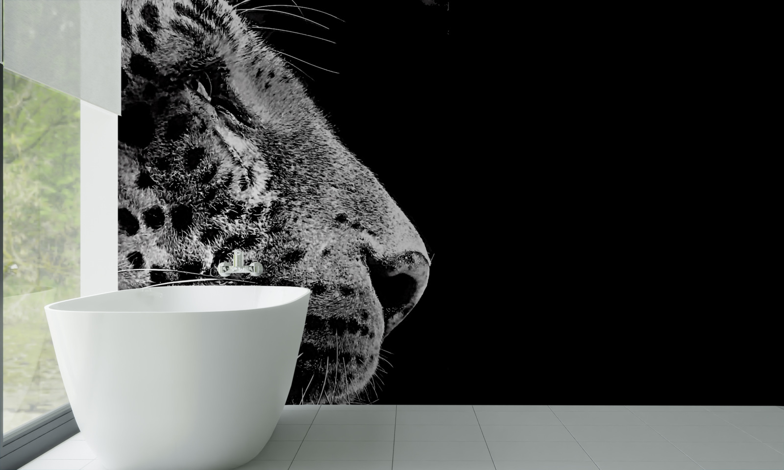 Fototapeta jaguár v čiernej a bielej farbe