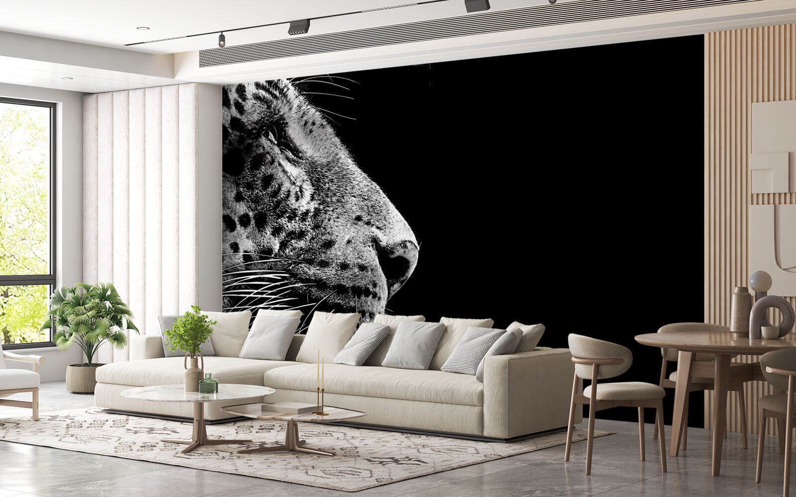 Fototapeta jaguár v čiernej a bielej farbe