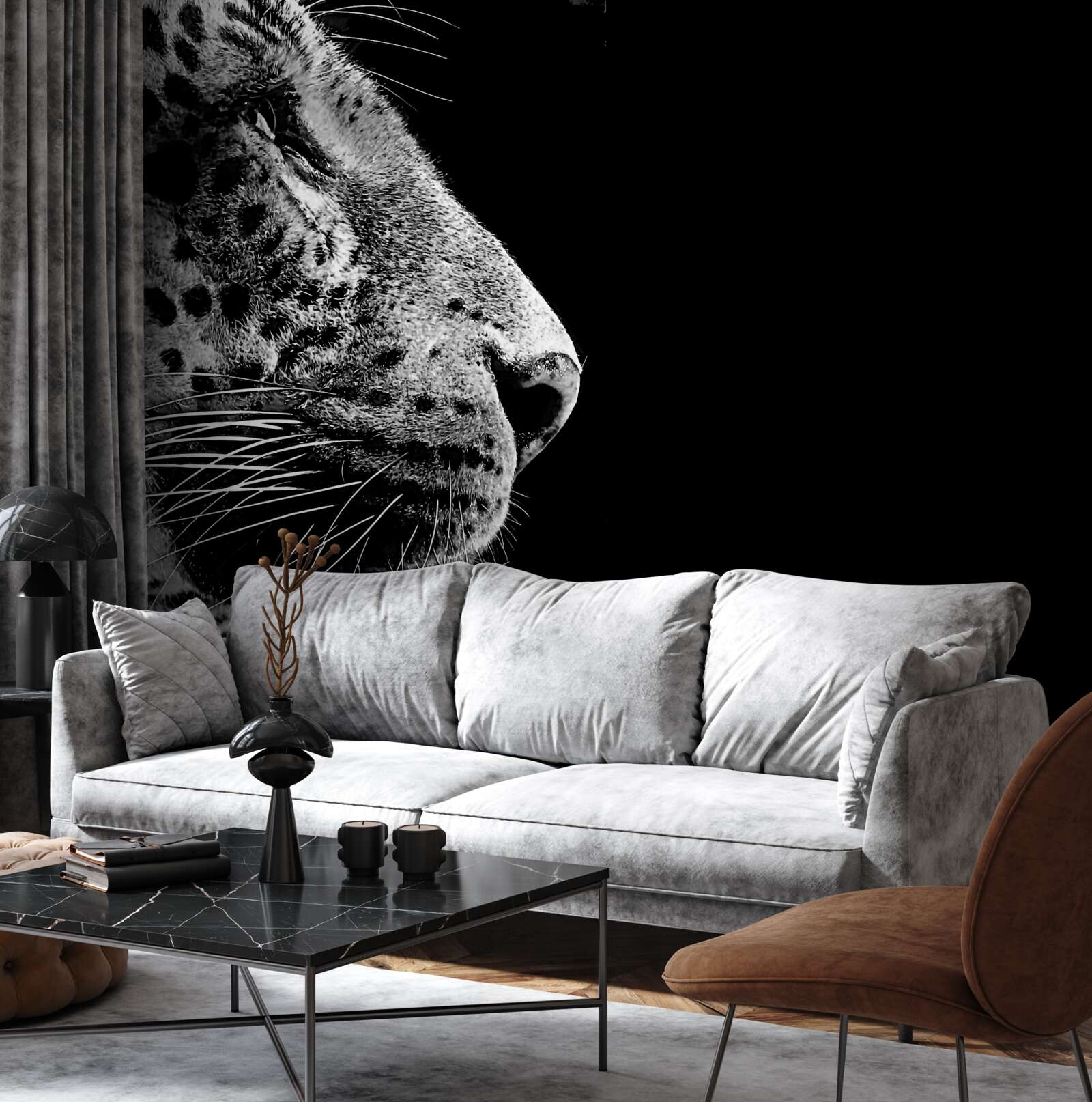 Fototapeta jaguár v čiernej a bielej farbe