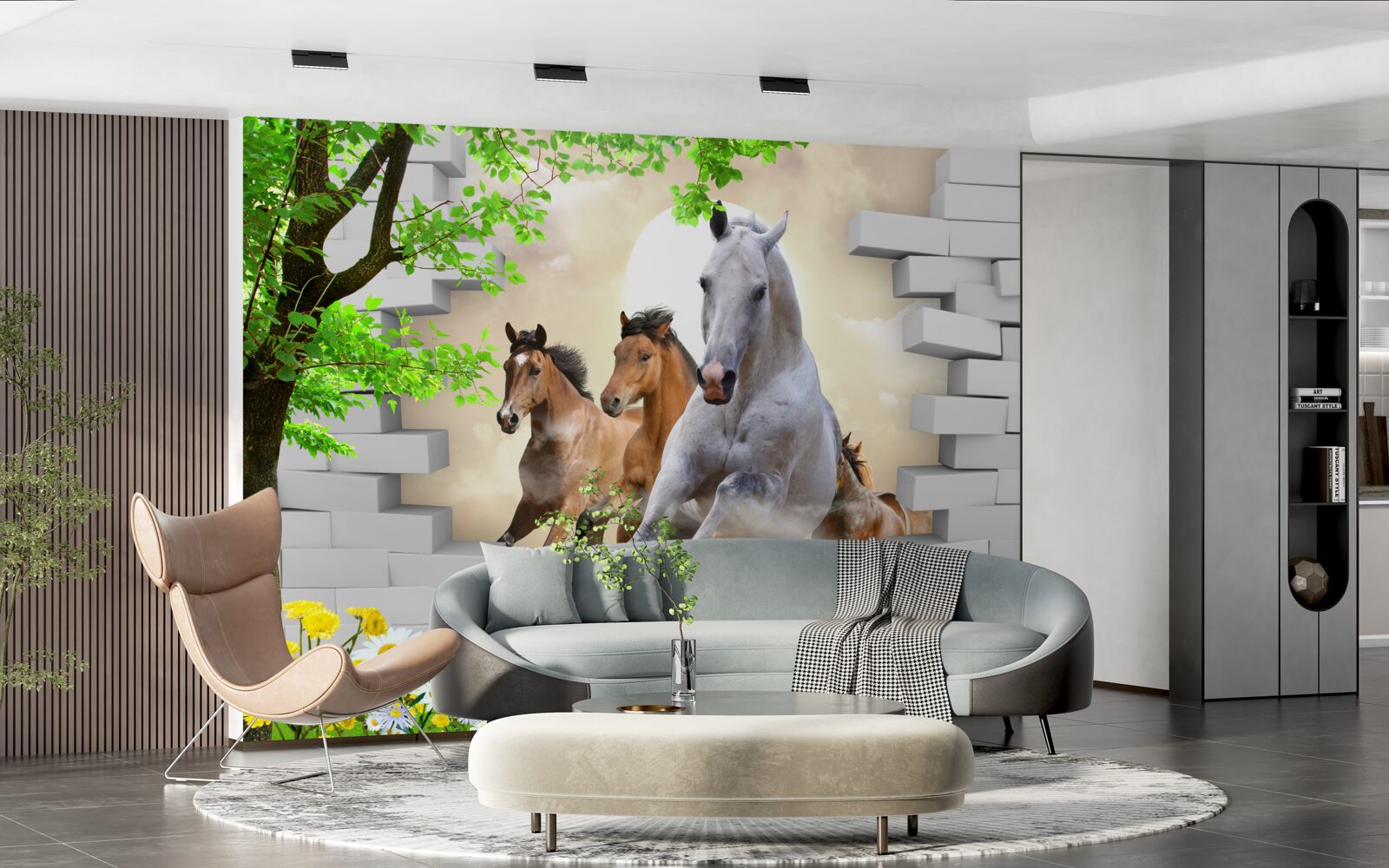 Fototapeta rôzne kone ničia svojim cvalom tehly