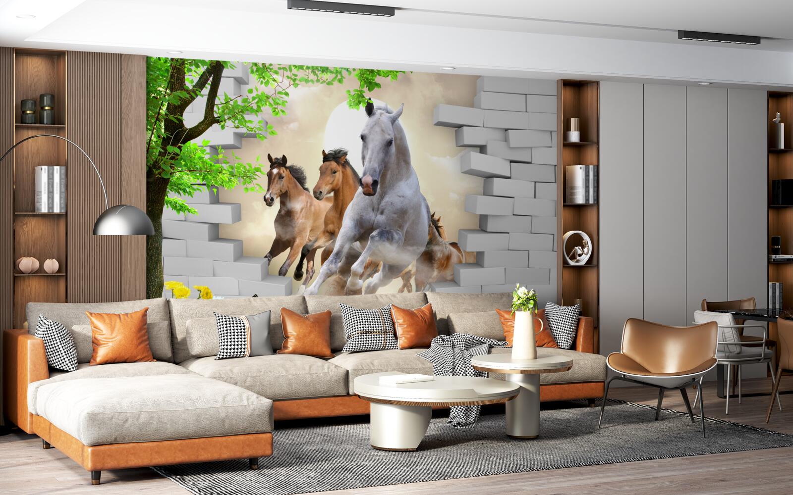 Fototapeta rôzne kone ničia svojim cvalom tehly