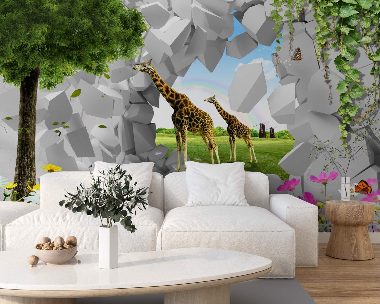 Fototapeta v prírode sa žirafy snažia dostať na stromy