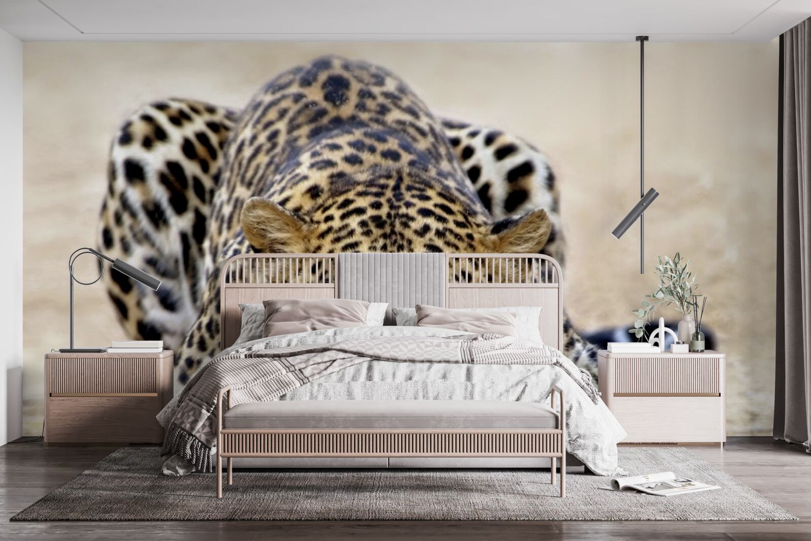 Fototapeta čakajúci leopard so škvrnitou kožou