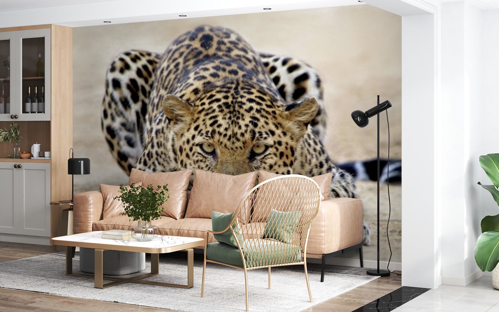 Fototapeta čakajúci leopard so škvrnitou kožou