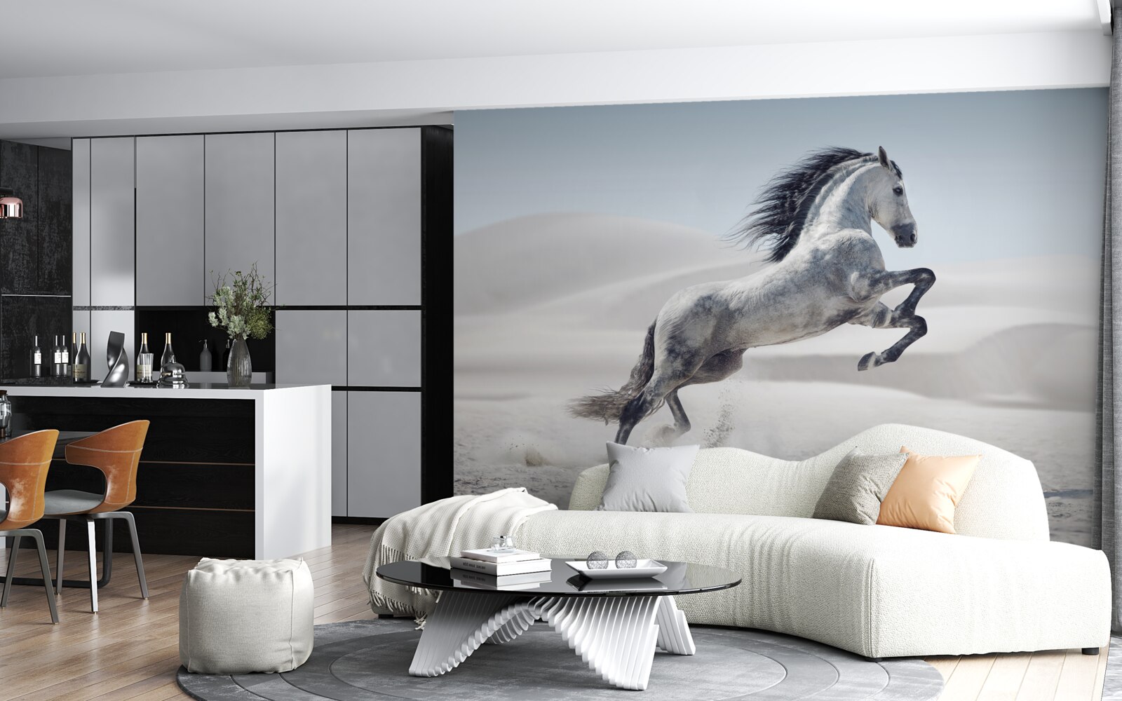 Fototapeta silný kôň cválajúci púšťou
