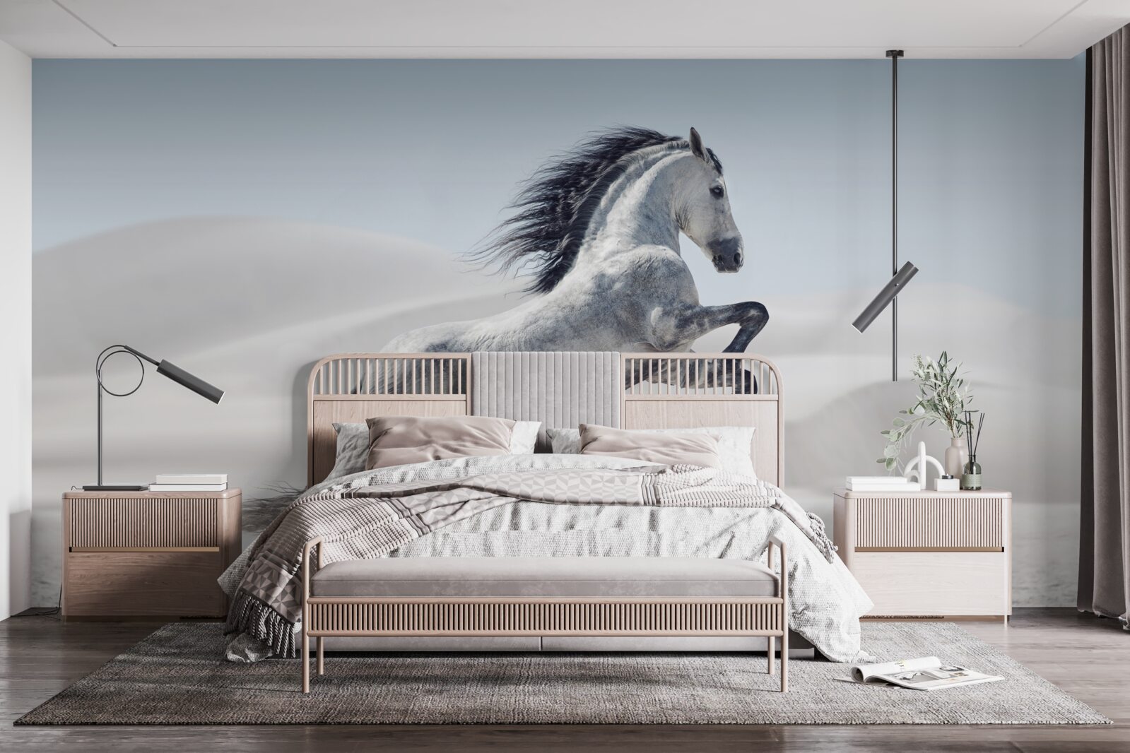 Fototapeta silný kôň cválajúci púšťou