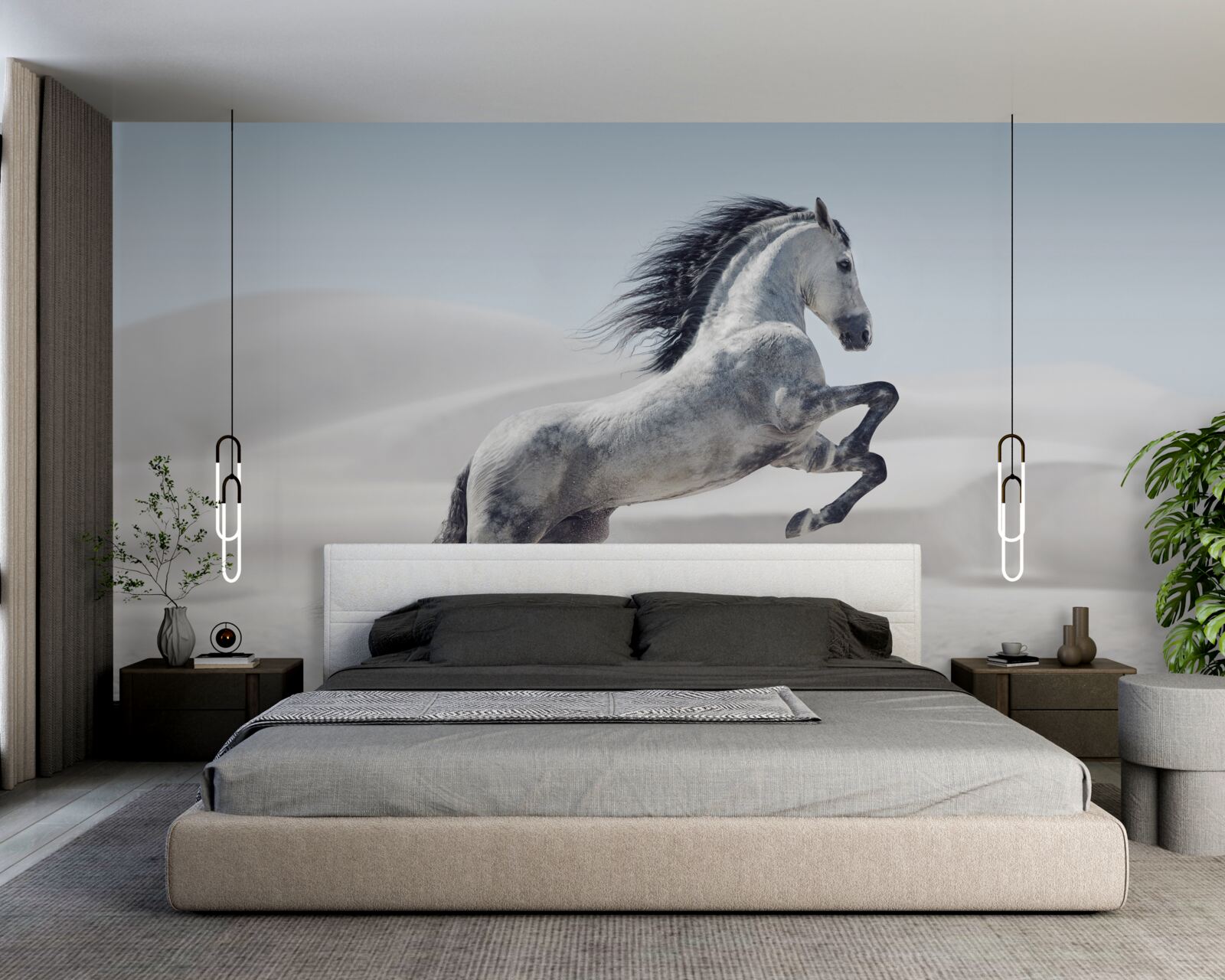 Fototapeta silný kôň cválajúci púšťou