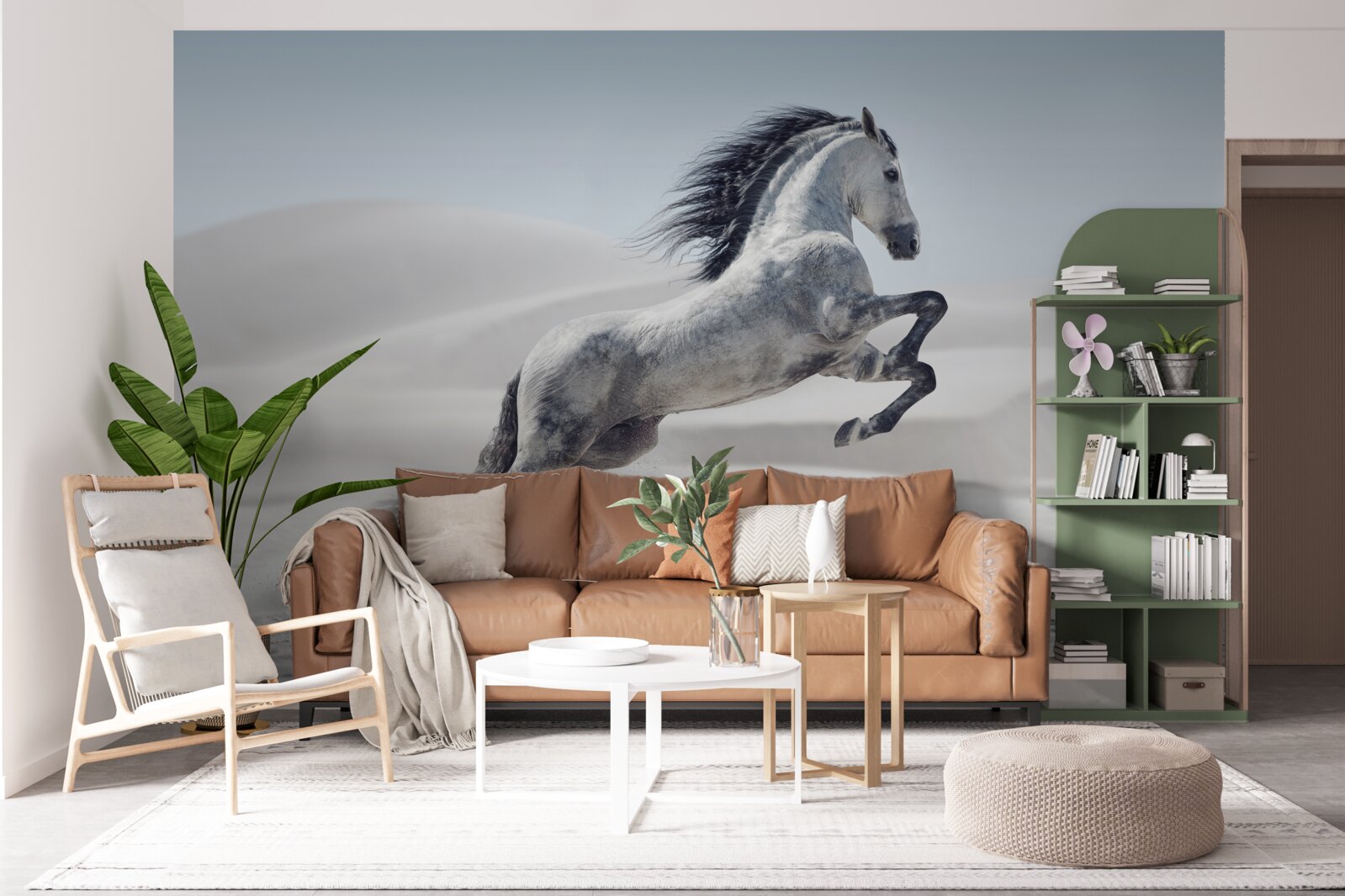 Fototapeta silný kôň cválajúci púšťou