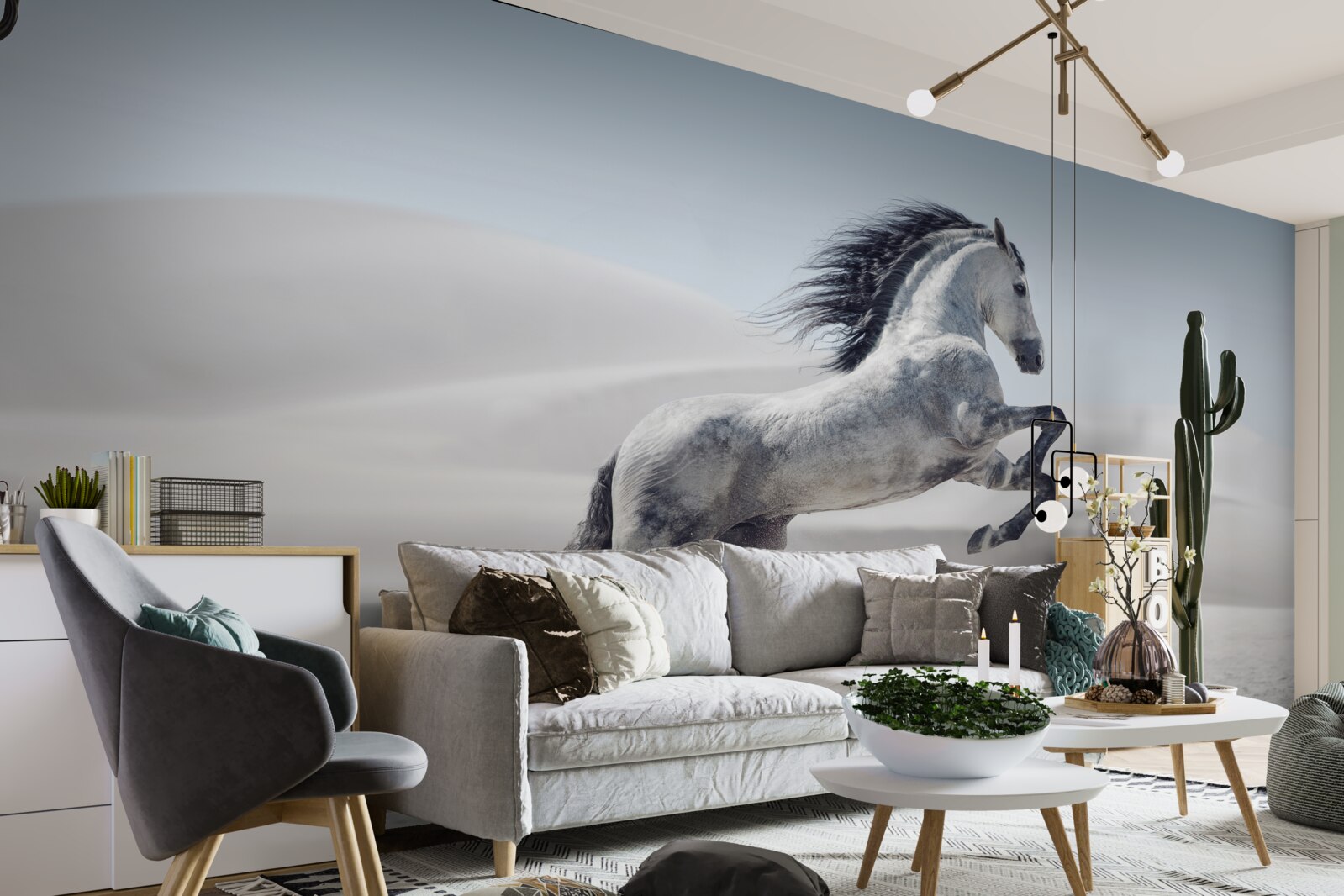 Fototapeta silný kôň cválajúci púšťou