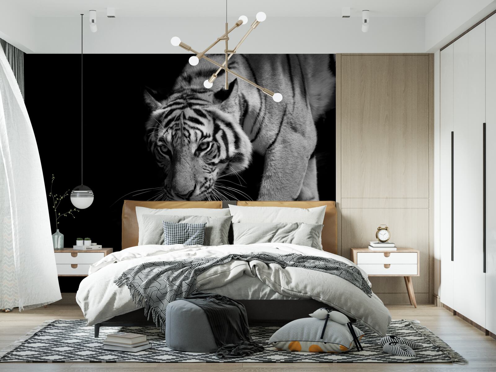 Fototapeta tiger plaziaci sa na pozadí tmy