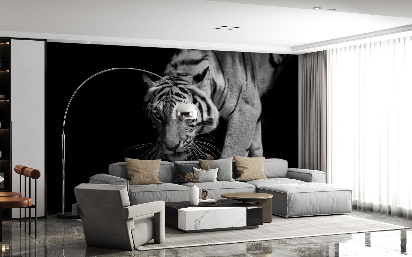 Fototapeta tiger plaziaci sa na pozadí tmy