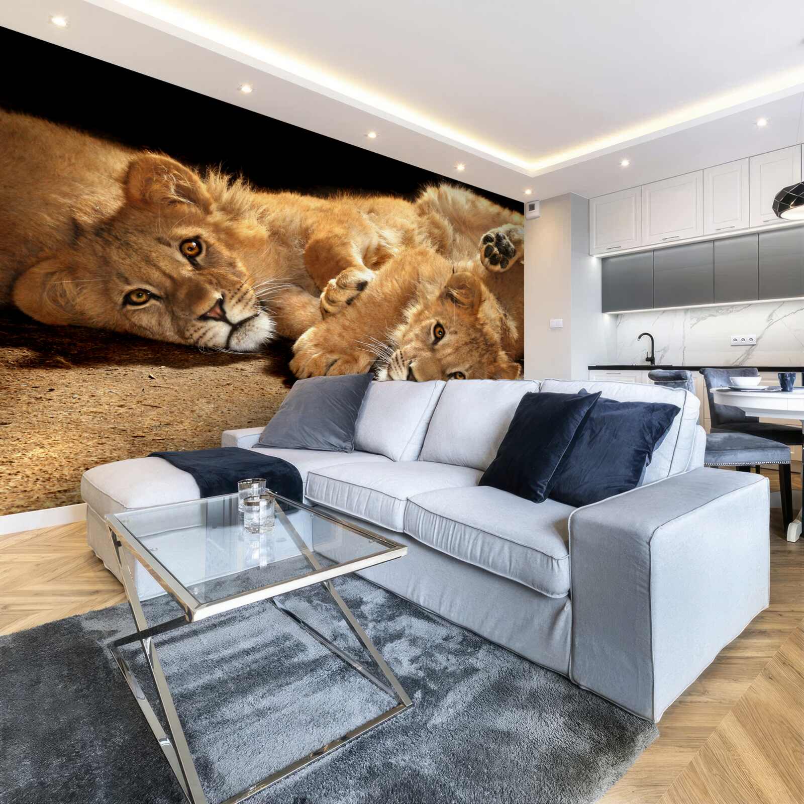 Fototapeta mladé levy sa hrajú na zemi