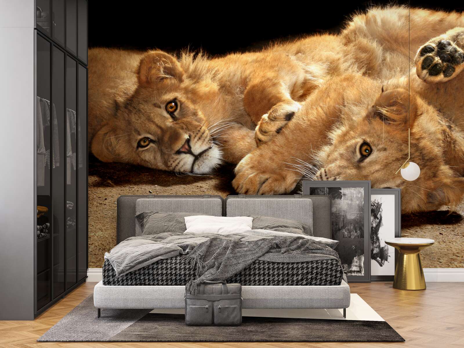 Fototapeta mladé levy sa hrajú na zemi