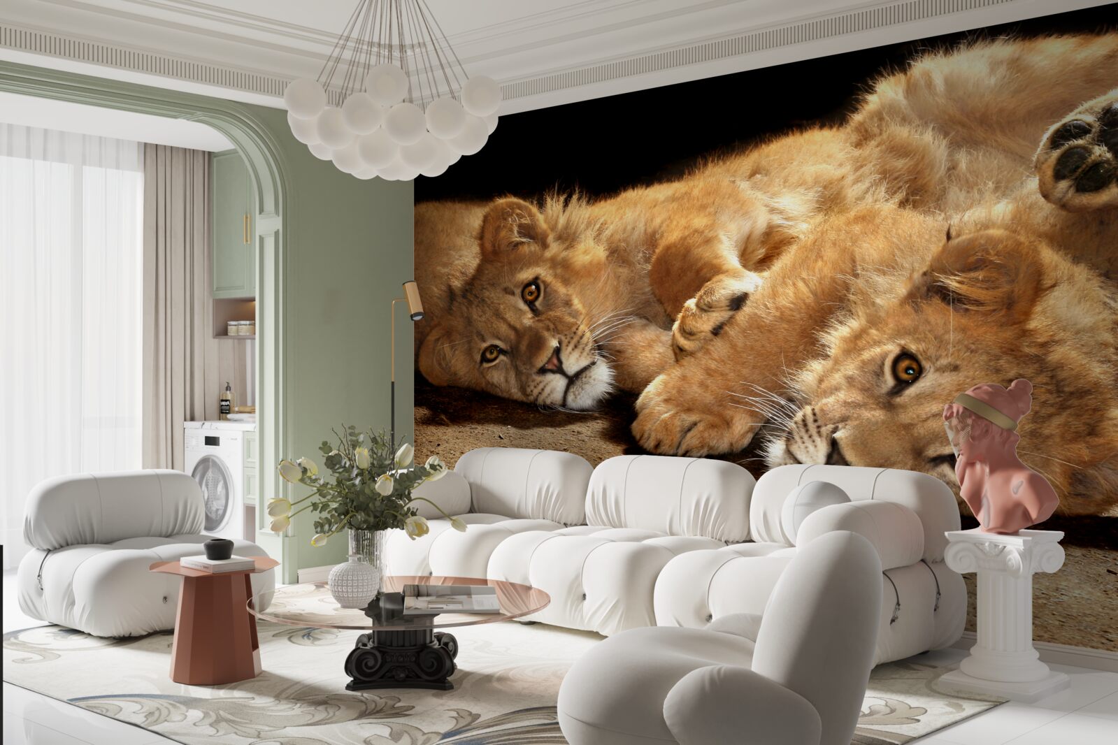 Fototapeta mladé levy sa hrajú na zemi