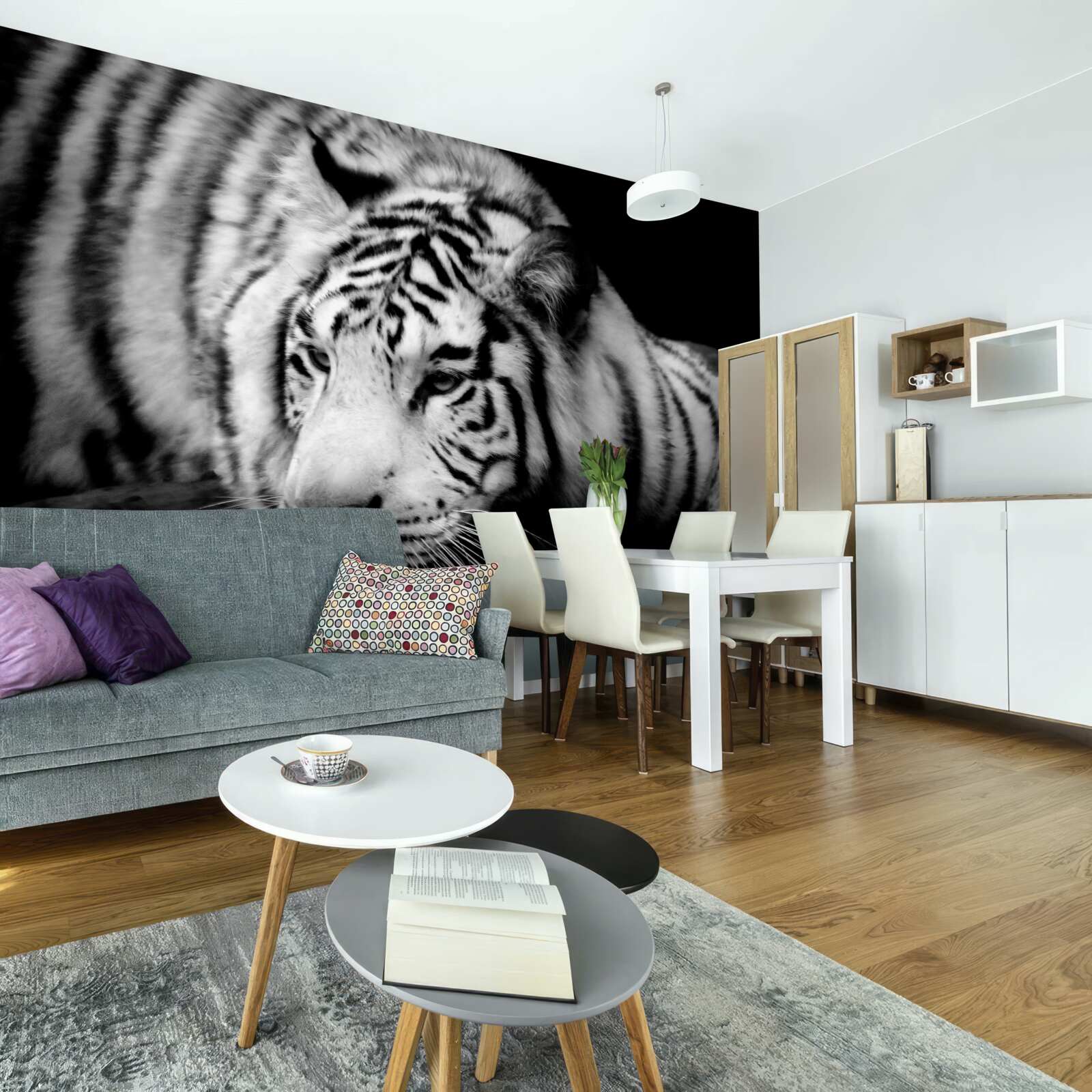 Fototapeta roztomilý čiernobiely tiger