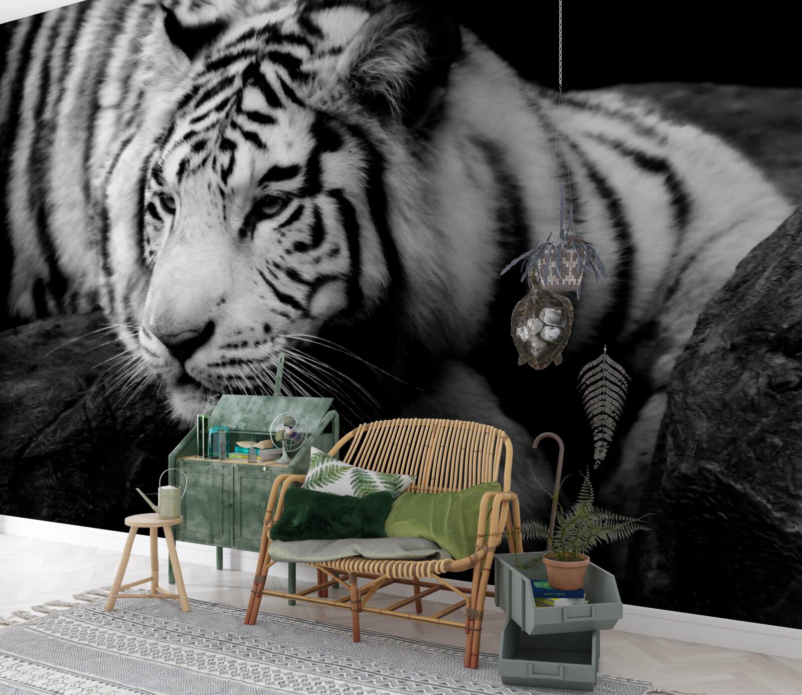 Fototapeta roztomilý čiernobiely tiger