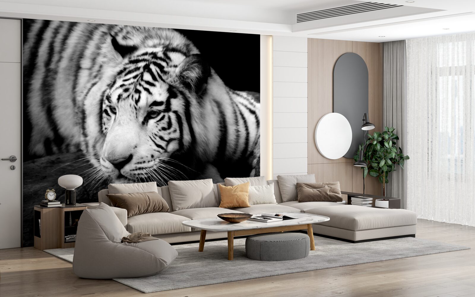 Fototapeta roztomilý čiernobiely tiger