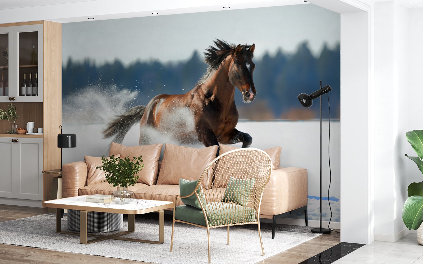 Fototapeta kôň cvála v snehu