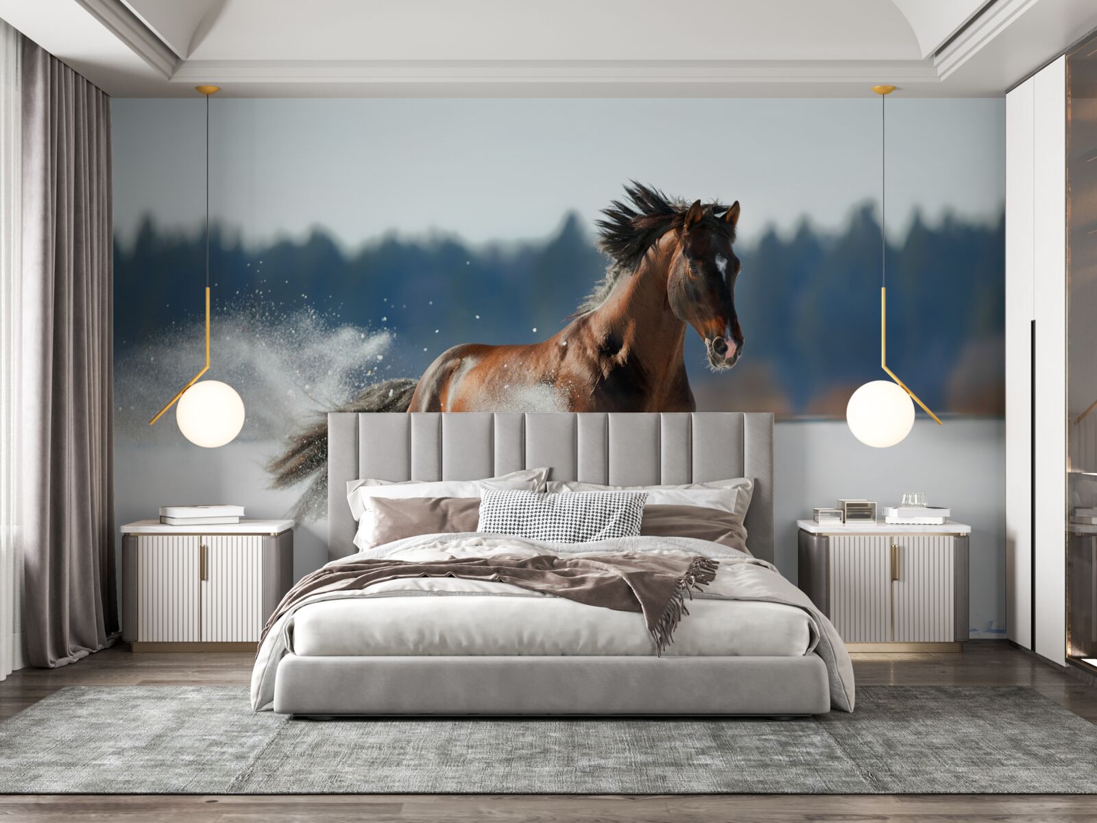 Fototapeta kôň cvála v snehu