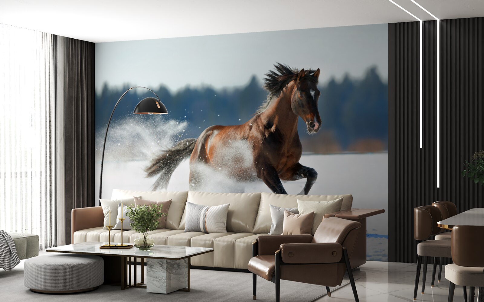 Fototapeta kôň cvála v snehu