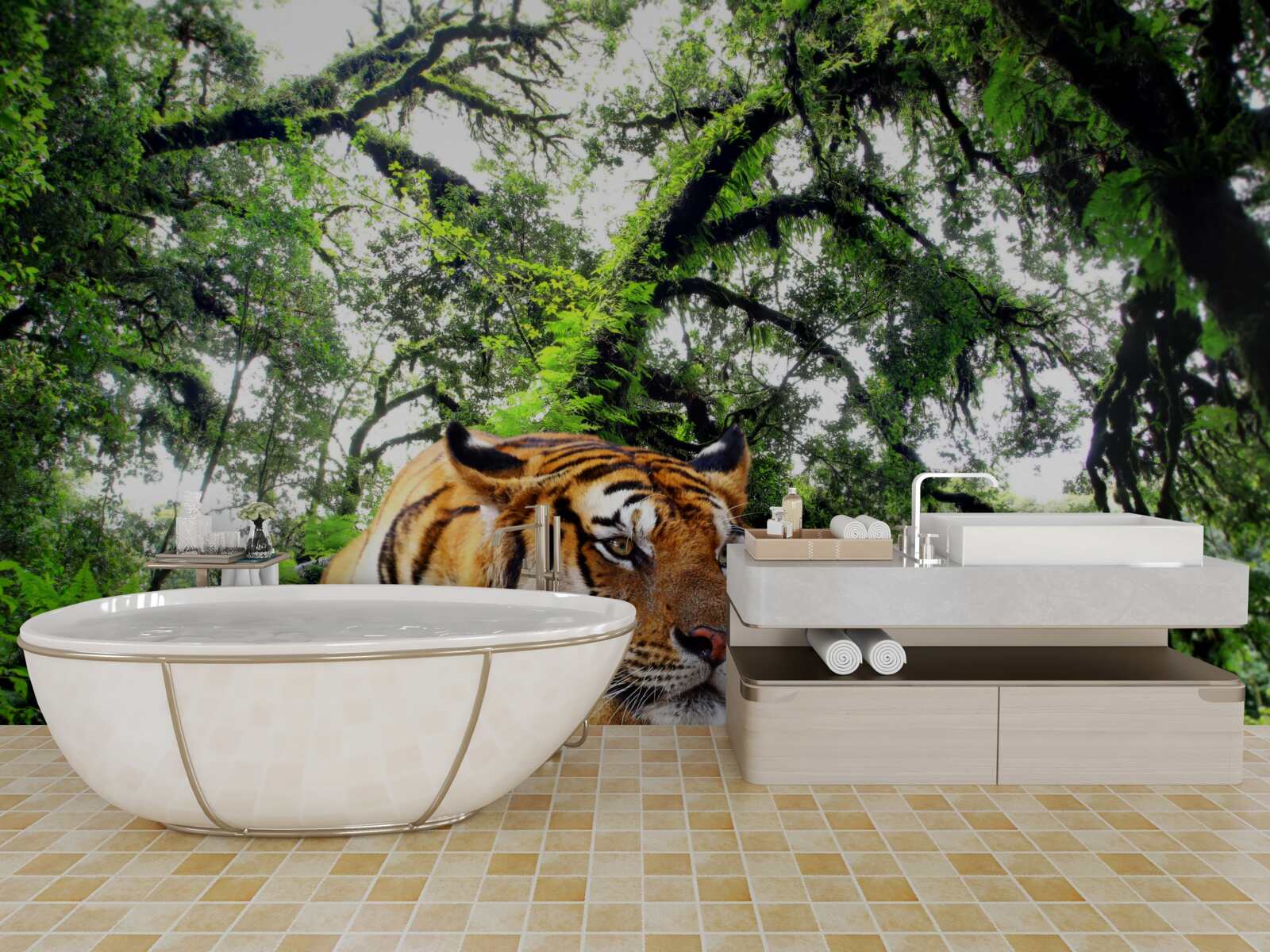 Fototapeta tiger odpočíva v divokej tropickej džungli