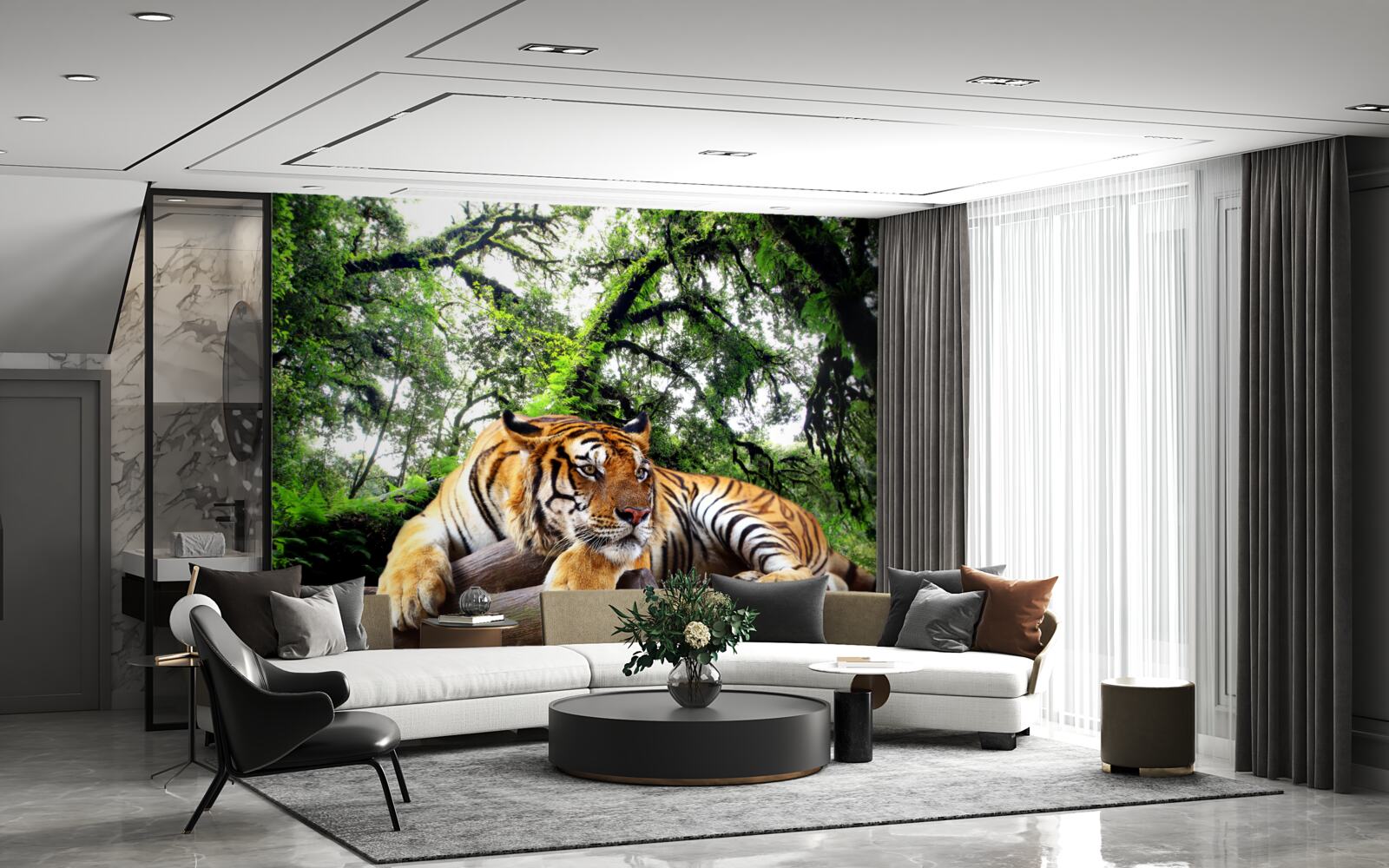 Fototapeta tiger odpočíva v divokej tropickej džungli