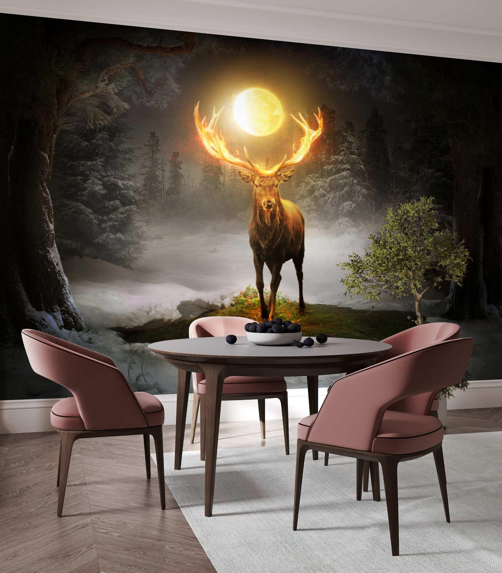 Fototapeta energický jeleň a zlatý spoločník lesa