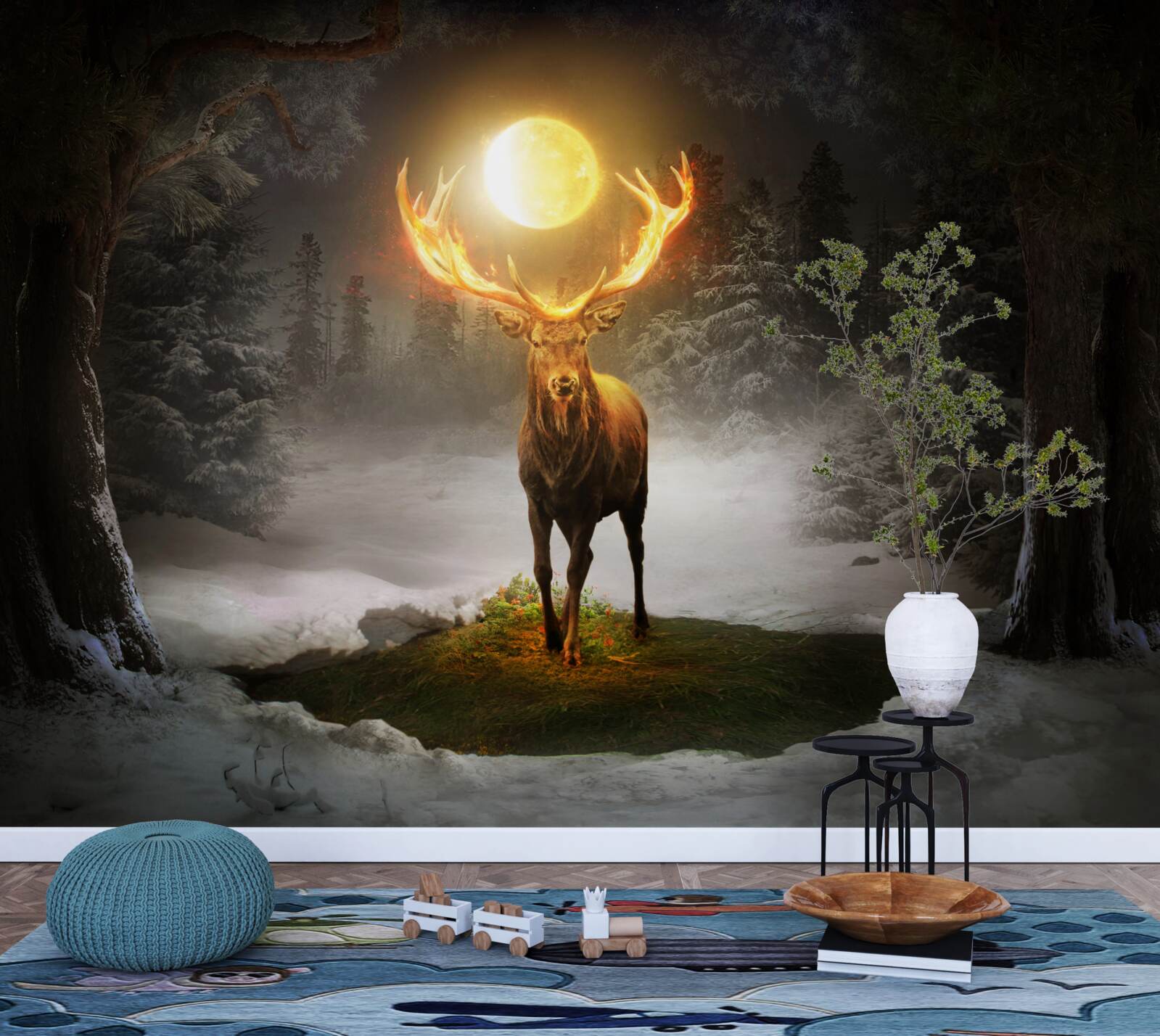 Fototapeta energický jeleň a zlatý spoločník lesa