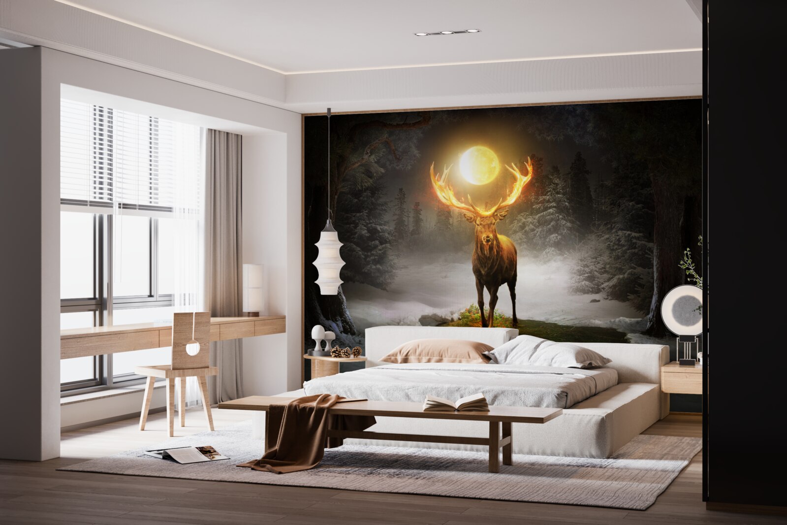 Fototapeta energický jeleň a zlatý spoločník lesa