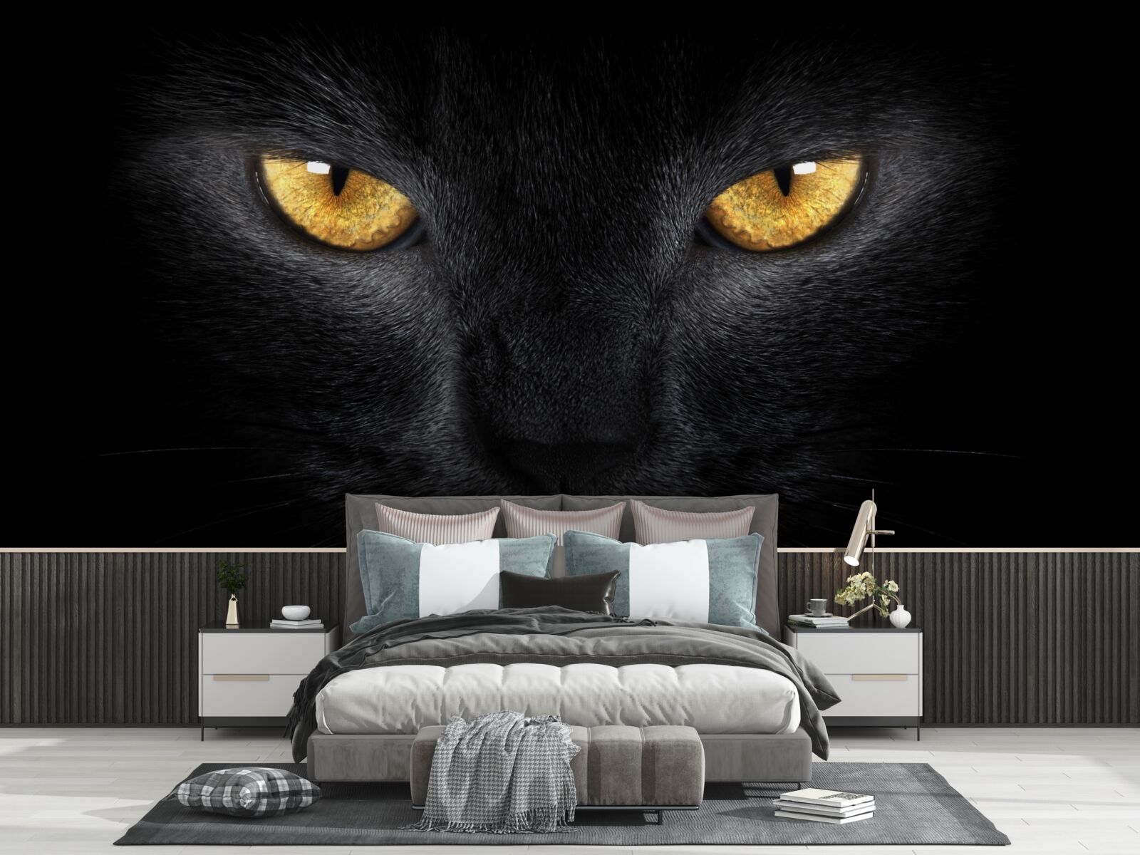 Fototapeta prenikavý pohľad čiernej mačky